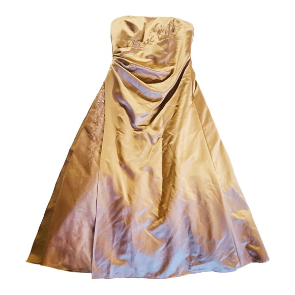 David’s Bridal Copper Brown Strappless Bridesmaid Wedding Dress Prom Size 14 - Picture 5 of 11